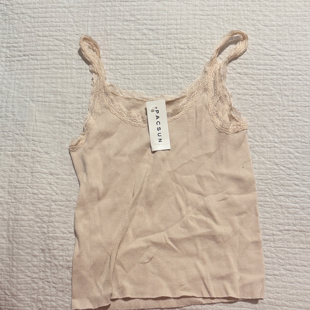 PacSun Beige Lace-Trim Camisole